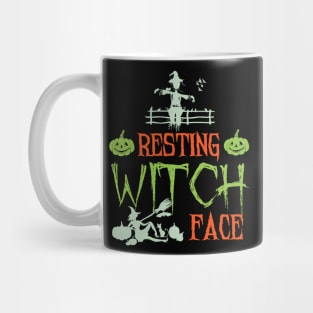 Halloween Shirt Resting Witch Face Broomstick Hat Women Mug